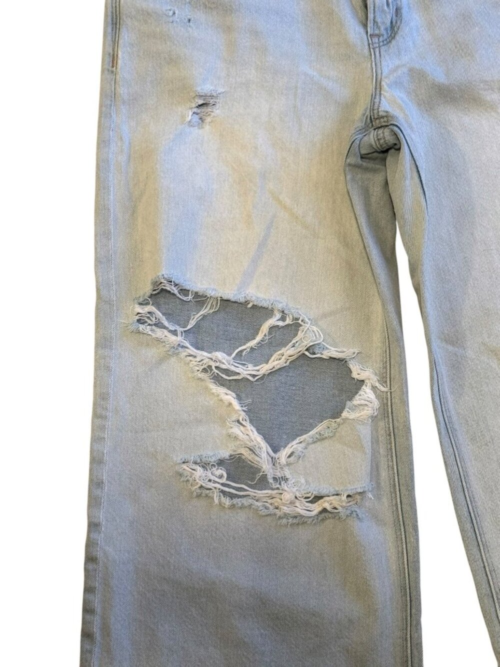 American Eagle AE High-Rise Baggy Wide Leg Ankle Rips Holes Strigid Jeans Size 6 - Picture 4 of 10